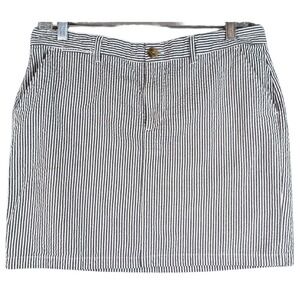 Gap Skirt Womens 10 Gray Wht Stripe Seersucker Pencil Cotton Lightweight Preppy‎